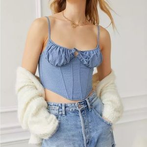 Out from Under Devon Seersucker corset top in blue.